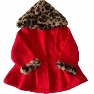 Red and leopard baby coat sz12-18 months